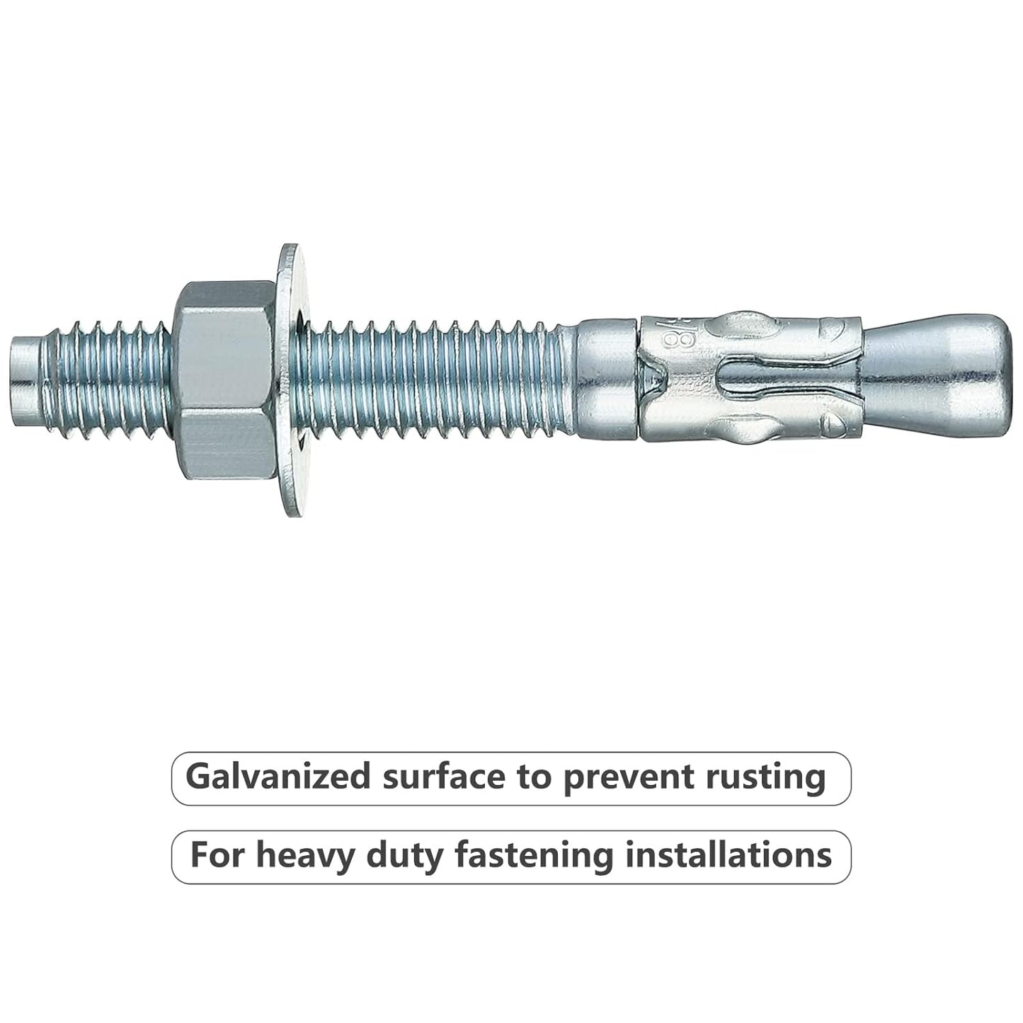 1/4x1-3/4 100Pcs Inch Standard Fasteners for Heavy-Duty Zinc Wedge Anchors for Cement and Concrete