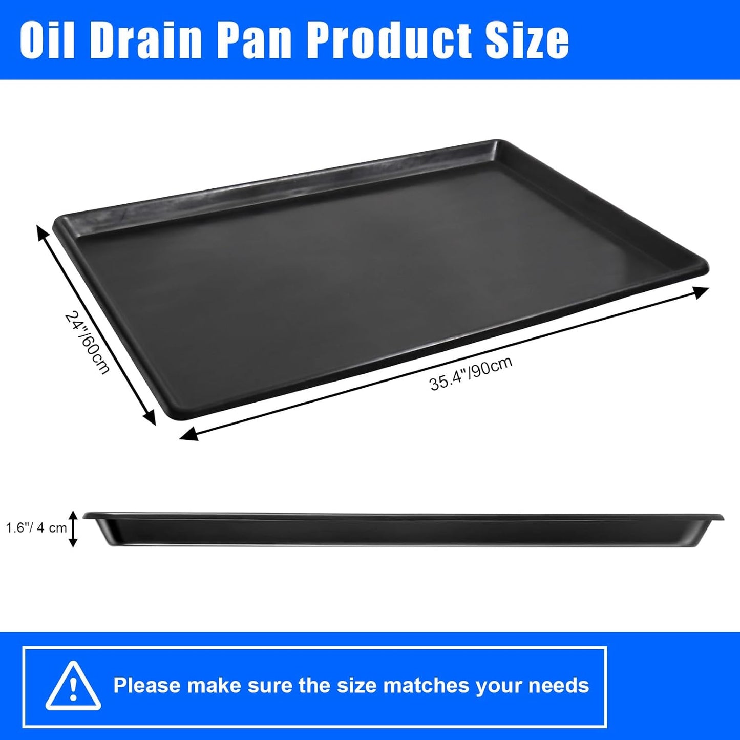 3 Pack Extra Large Oil Drip Pan, 35.4 x 24 x 1.6 in Oil Change Drain Pan, Plastic Oil Drip Tray for Under Car, Oil Catch Pan Tray for Garage, Fridges, Washing Machines, Cat Litter Box Bottom