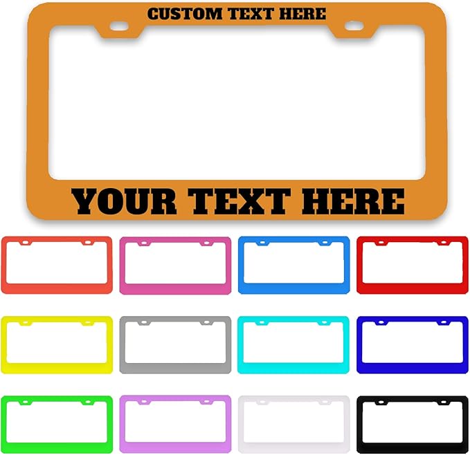 Custom License Plate Frame Personalized - Premium Metal Car Tag with Your Text, 12x6 Inch Customized Auto Plates, Rust-Proof License Plate Frames for Cars/Trucks/SUVs (Placas para Carro)