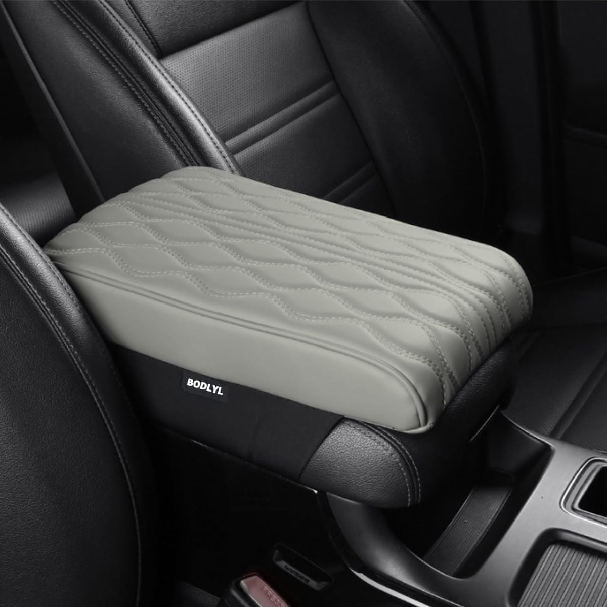 Car Center Console Cover, Memory Foam Car Armrest Cushion, Beige Auto Arm Rest Pad, Leather Arm Rest Covering Car, Hand Rest Pillow for SUV/Truck/Vehicle (Gray)