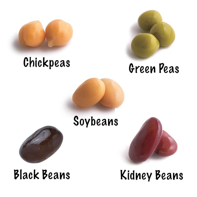 【Eat More Beans】Organic Fully Cooked Perfect Beans - Economy Pack, USDA Vegan Vegetarian Healthy Food- Variety of Organic Edamame, Chickpea, Black Beans, Green Peas, Kidney Beans (12 Packs, 5 oz)