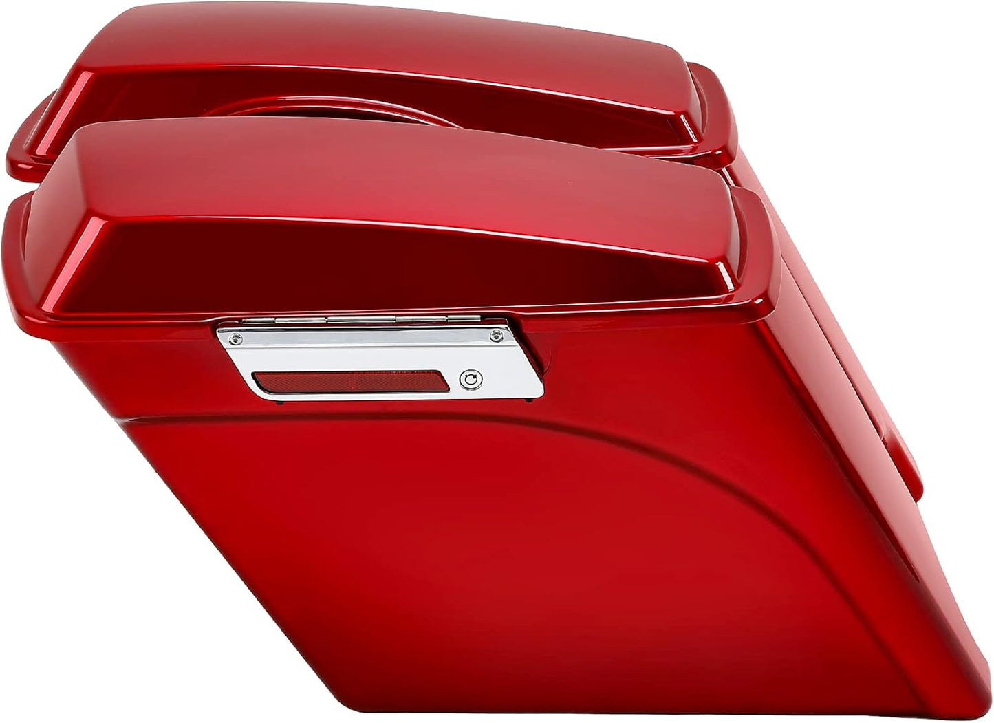XFMT Motorcycle Stretched Saddlebags 5" Extended Hard Saddle Bags For Harley Touring Road King Street Glide Road Glide Electra Glide Ultra Classic 1993-2013, Red