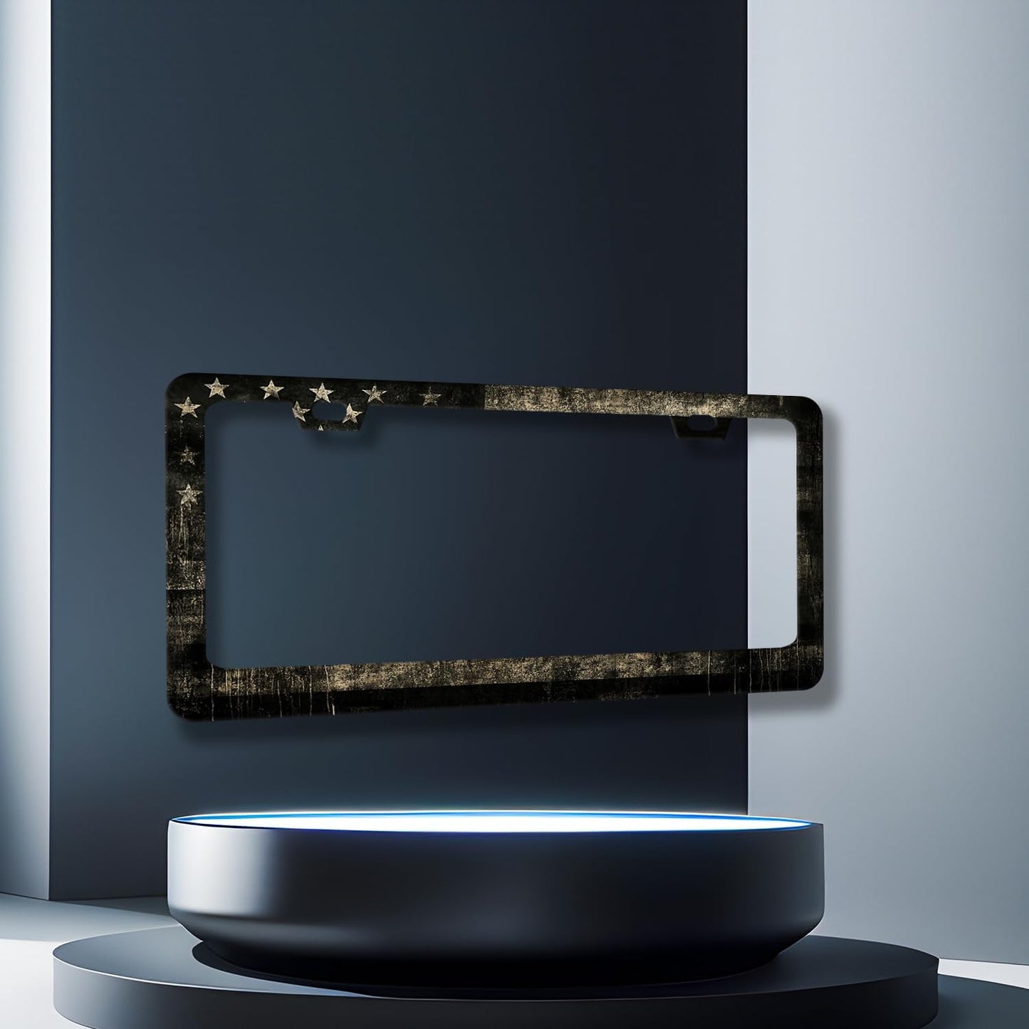 Vintage American Flag License Plate Frame USA Flag License Plate Holder Stainless Steel Funny Design with 2 Holes and Screws 12.3" x 6.3"