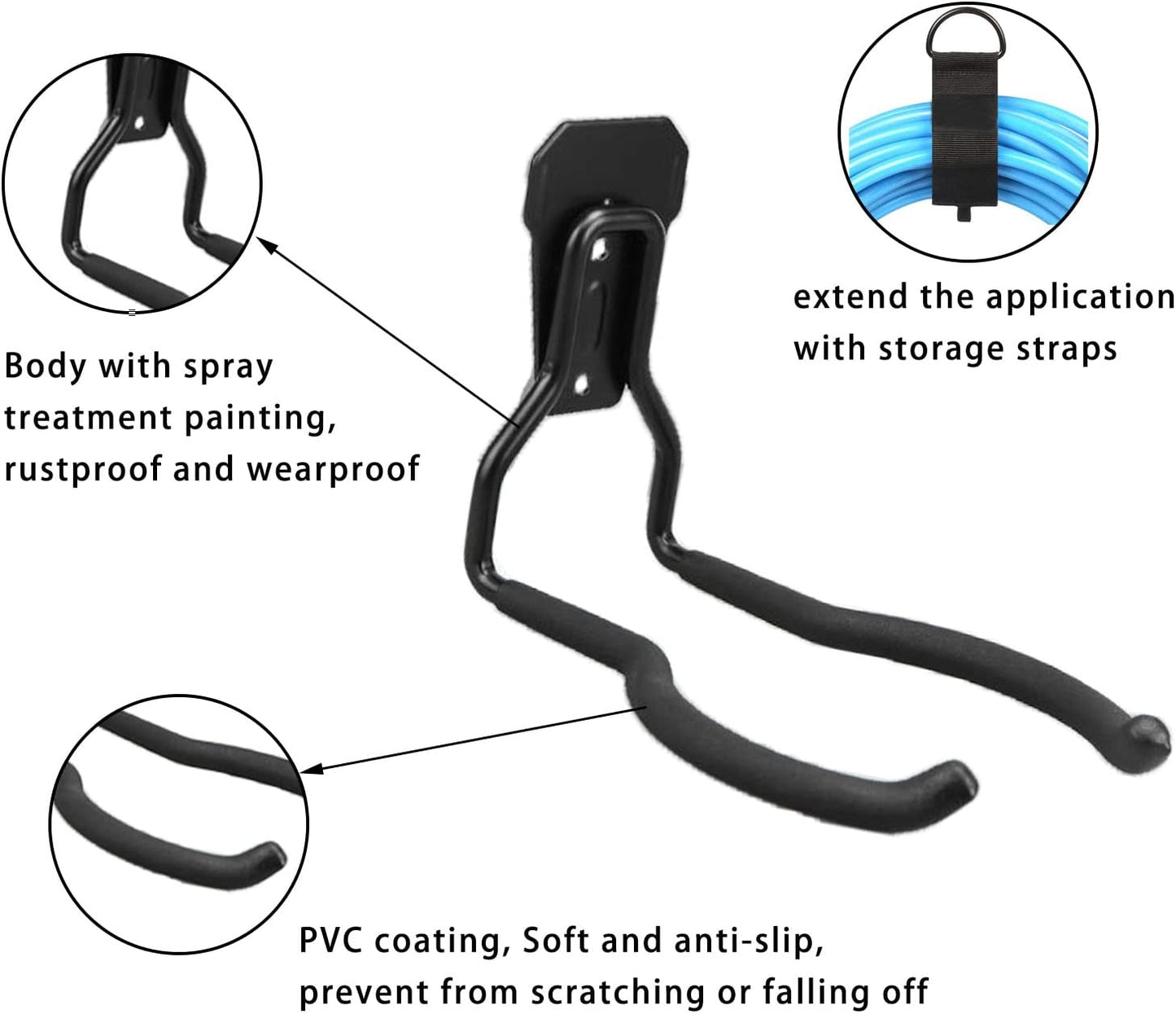 Weedeater Hanger, String Trimmer Hanger and Wall Mounted Power Tool Holder, Garage Utility Hooks for Storage- Black, 3-Pcs