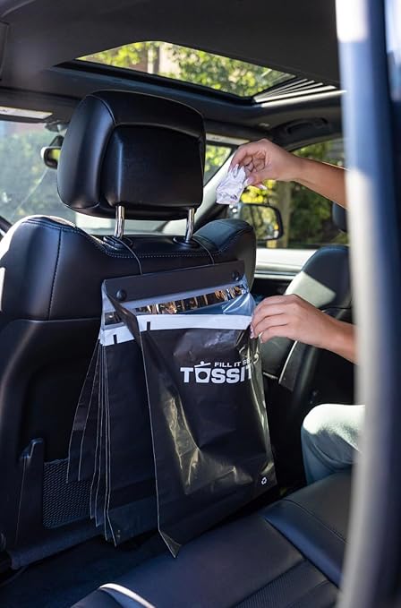 Tossits Recycled Disposable Car Trash Bags ??Leakproof, Smell Proof Hanging Garbage Bags for Car, Truck, SUV, RV & Vehicle ??Black, 21 Count Disposable Automotive Trash Bags