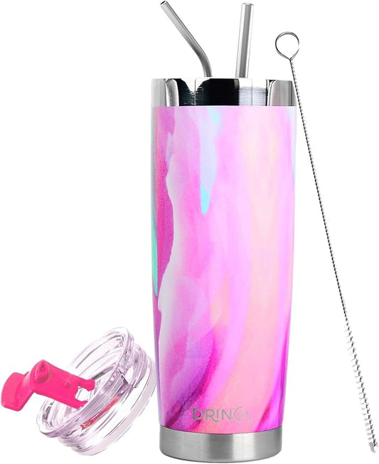 Drinco - 20 oz Stainless Steel Tumbler | Double Walled Vacuum Insulated Mug With Lid, 2 Straws, For Hot & Cold Drinks (20oz Galaxy, 20oz)
