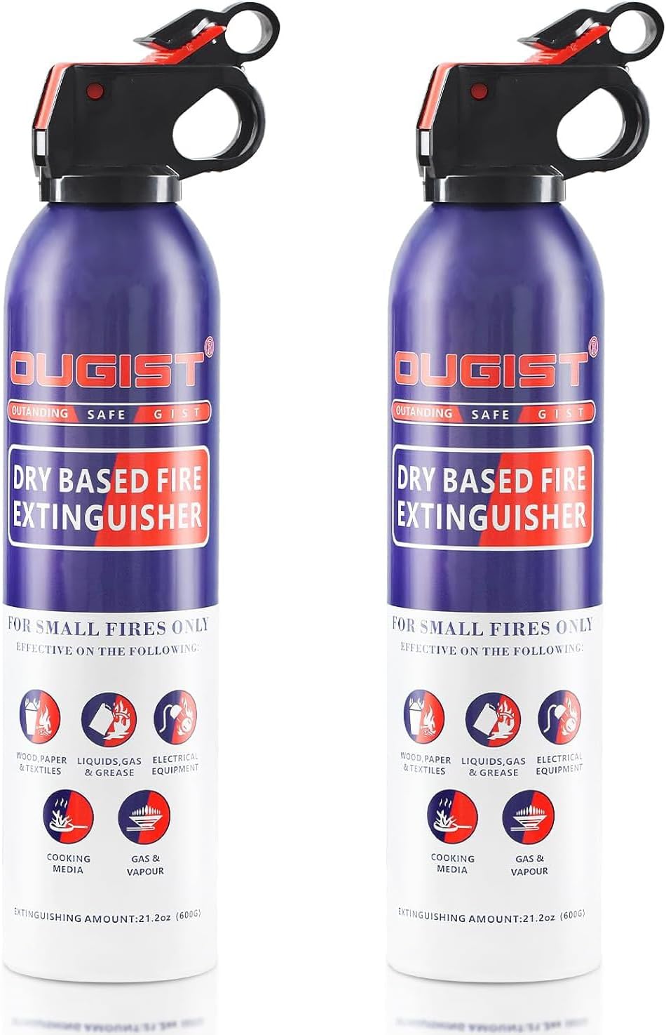 Fire Extinguisher for Home & Vehicle - 600g Fire Extinguisher | Grease & Electrical Fire Extinguisher for Kitchen, Car, Portable (2-Pack)