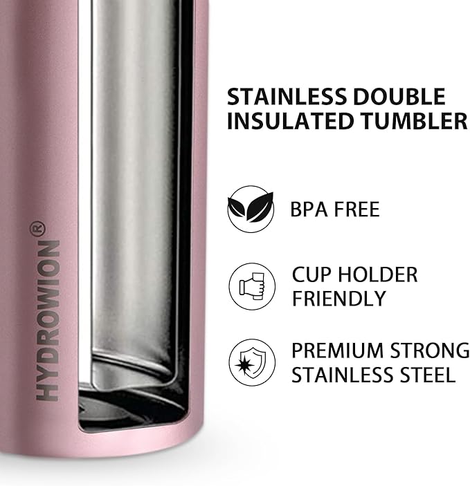 HYDROWION Triple-Insulated Tumblers - Stainless Steel with Lid and Straw, 20 oz Water Bottle, Stainless Steel Cups, Coffee Travel Mug for Home & Office Blue