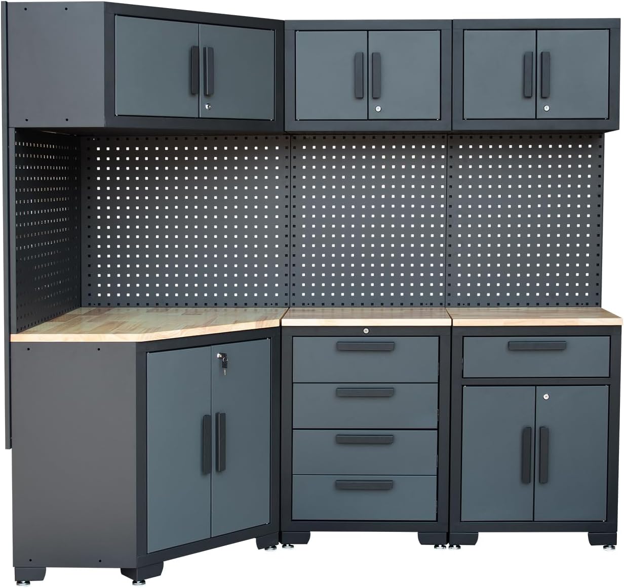 Garage Storage Cabinet System Corner Workshop Set 10-Pcs Garage Cabinets and Storage System for Tool Organization