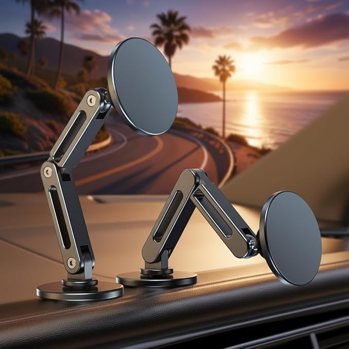 Car Phone Holder, Aluminum Alloy Car Phone Mount with Magnetic Suction, 360degree Rotation, Stable Phone Stand for Tesla Model 3/Y Accessories, Cell Phone Holder Car Suitable for All Phone (1 piece)