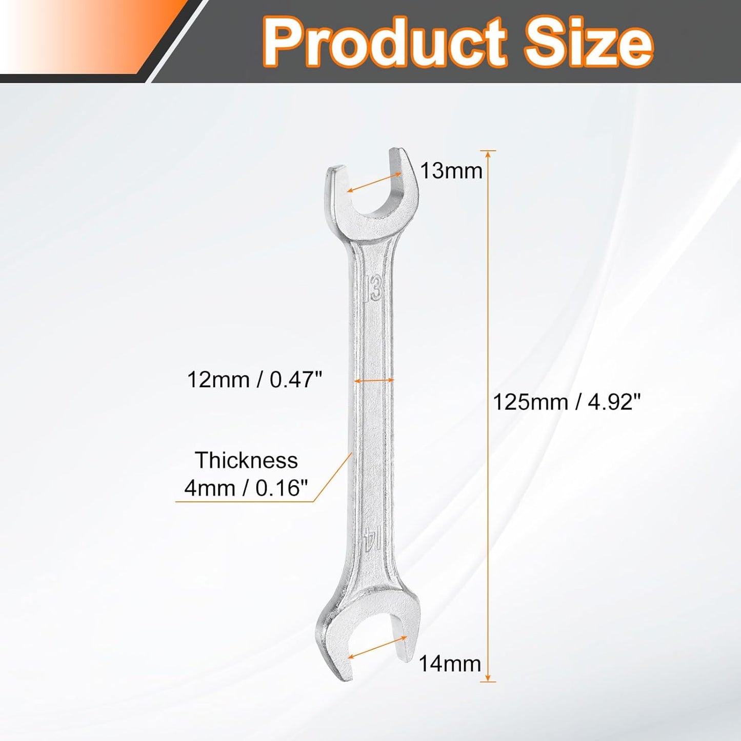 HARFINGTON 2pcs Double Open End Wrench 13mm x 14mm Metric 15 Degree Offset Angle Small Flat Head Wrench Galvanizing Open Ended Spanner for Automotive Repair Furniture Assembly