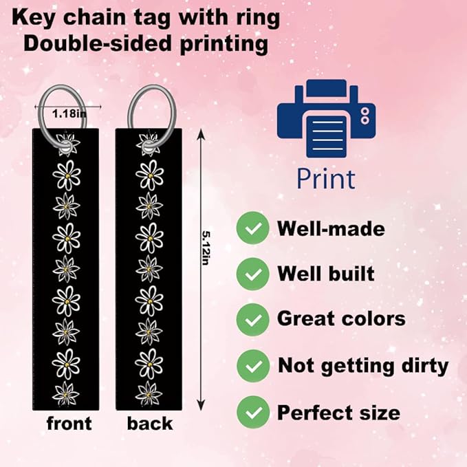 2pcs Black and White Daisy License Plate Frame for Women, Daisies Floral car Decorative tag Frames Girly, Flower License Plate Cover Holder for Vehicle with Double Sided car Keychain tag
