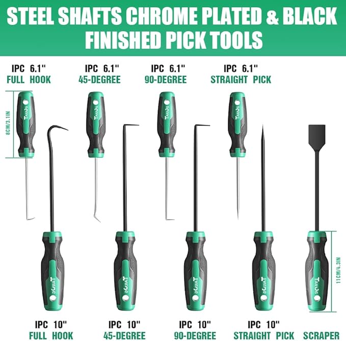 10 In 1 Heavy Duty Hook and Pick Set,9Pcs Precision Scraper Gasket Scraping Hose Removal Puller Hook,Car Auto Oil Seal/O-Ring Seal Gasket Pick Hook Puller Remover, Electronics Hand Tool Set