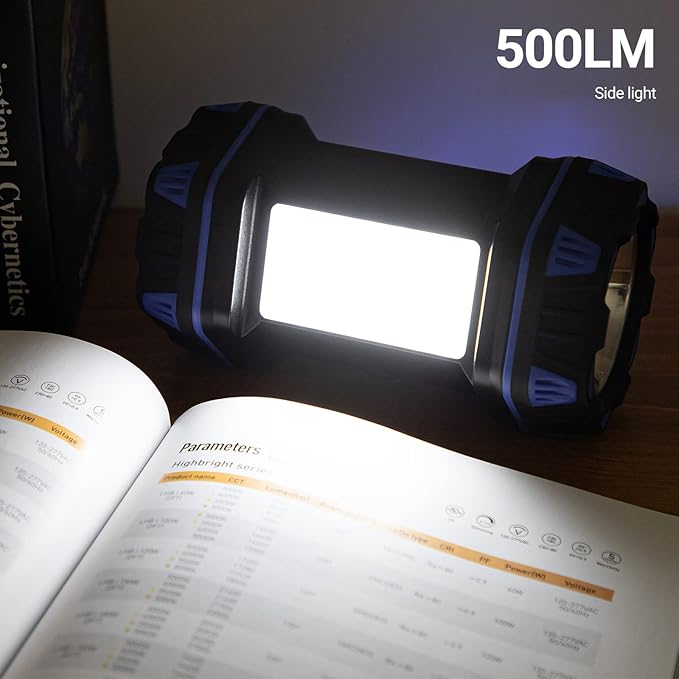 Led Camping Lantern Rechargeable, Camping Flashlight 1500LM, 8 Light Modes, Camping Lights 4800 Capacity, Portable Bright Flash Light for Emergencies, Power Outages, Hurricane, Hiking (Blue 1PACK).