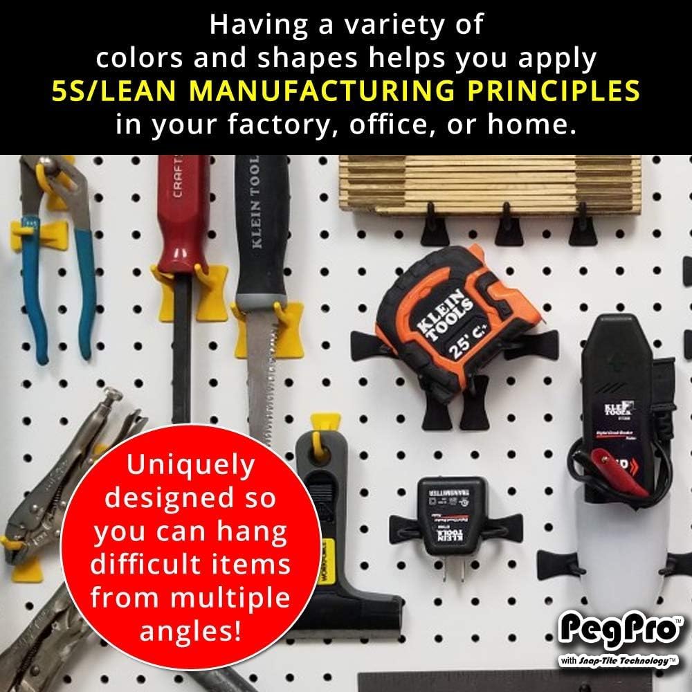 PegPro® J Hooks Kit for Standard “Wood Fiber” pegboard – Durable Plastic Pegboard Hooks - for Garage, Kitchen, Craft Room, and More (J Hook - 24 Pack, Caribbean)