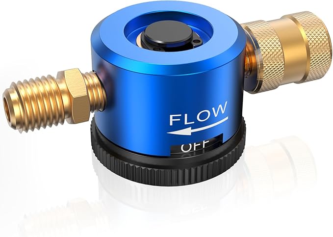HVAC Nitrogen Regulator, Nitrogen Purge Regulator Tool with Quick-Adjust Valve for Brazing & Purging, 1/4" Hose Fittings (Blue)