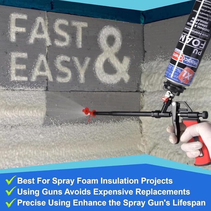 Spray Foam Gun, Wolline (20 Foam Gun + 80 Nozzle) Spray Foam Insulation Gun, Teflon-Coated Professional Expanding Spray Foam Applicator, Foam Dispensing Gun, Insulating Foam Applicator Red - 20 Pack