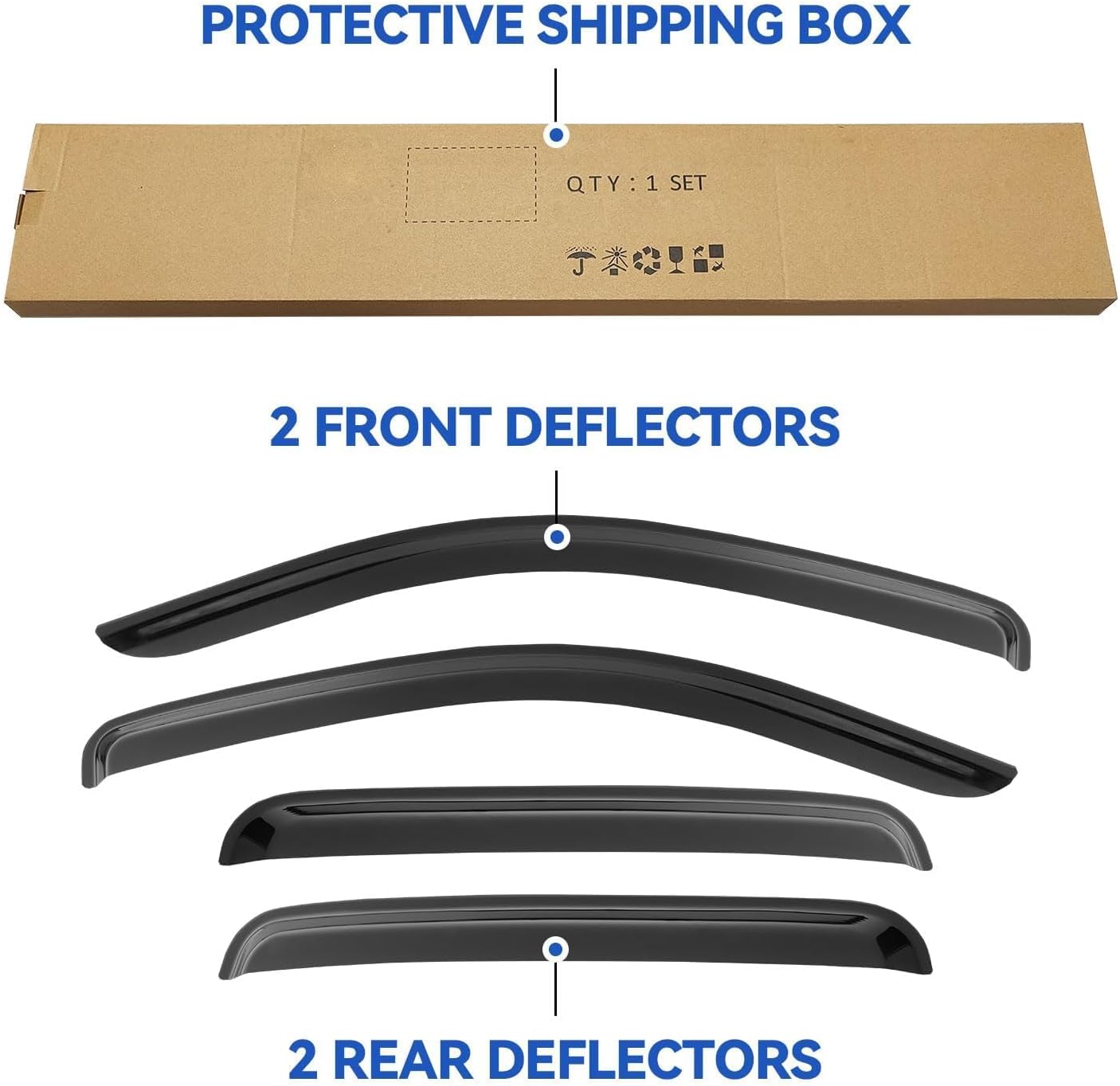 Window Visors Rain Guards for Toyota Tacoma 2005-2023 Double Cab/Full-Size Cab, Out-Channel Window Vent Wind Deflectors Visors Shades for 05-23 Tacoma Crew Cab