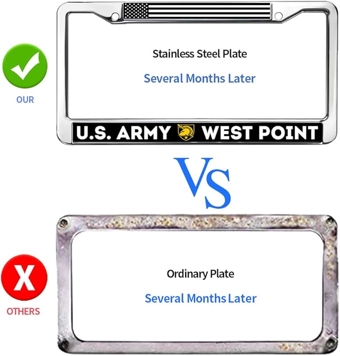 US Army West Point License Plate Frame American USA Flag License Plate Frame Personalized US Army Heroism Durable