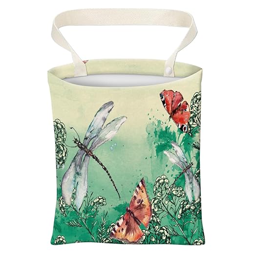 Car Trash Can, Cute Car Trash Bag, Hanging Car Organizer and Storage Bag, Trash Bin for Car Accessories, Vehicle, Travelling, Camping Watercolor Wild Plants