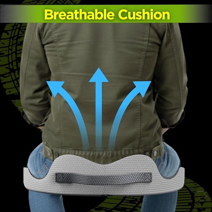 Large Truck Seat Cushion for Truck Driver Seat Cushion - Upgraded Back Support, CertiPUR-US® Certified - Thick Memory Foam, Pain Relief for Hours of Driving, Trucker Approved Big Rig - Gray