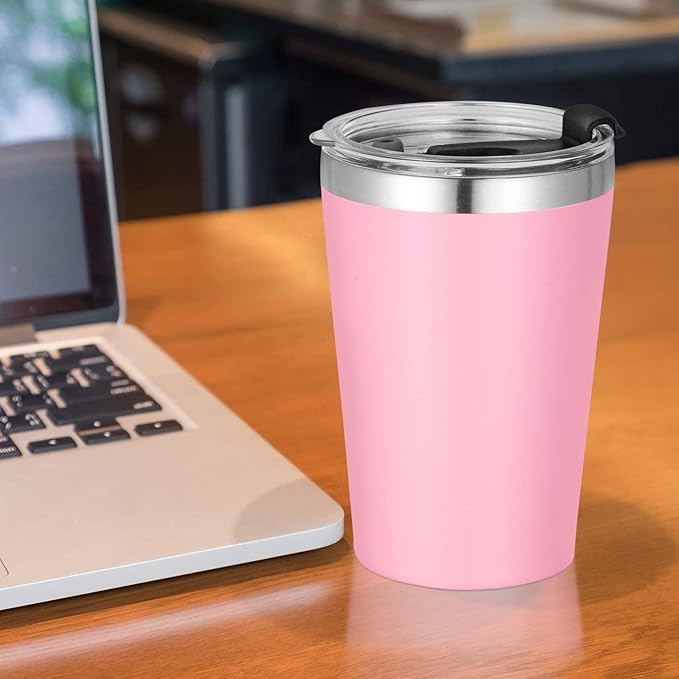 VEGOND 12oz Tumbler Stainless Steel Tumbler bulk Vacuum Insulated Double Wall Travel Tumbler with Lid and Straw Reusable Tumbler, Pink 1 Pack