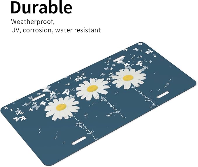 Front License Plate Faith Hope Love Vanity Plates Aluminum Metal Decorative Car Tag Daisy Novelty License Plate Cover for Men Women ‎6 * 12 in (4 Holes)