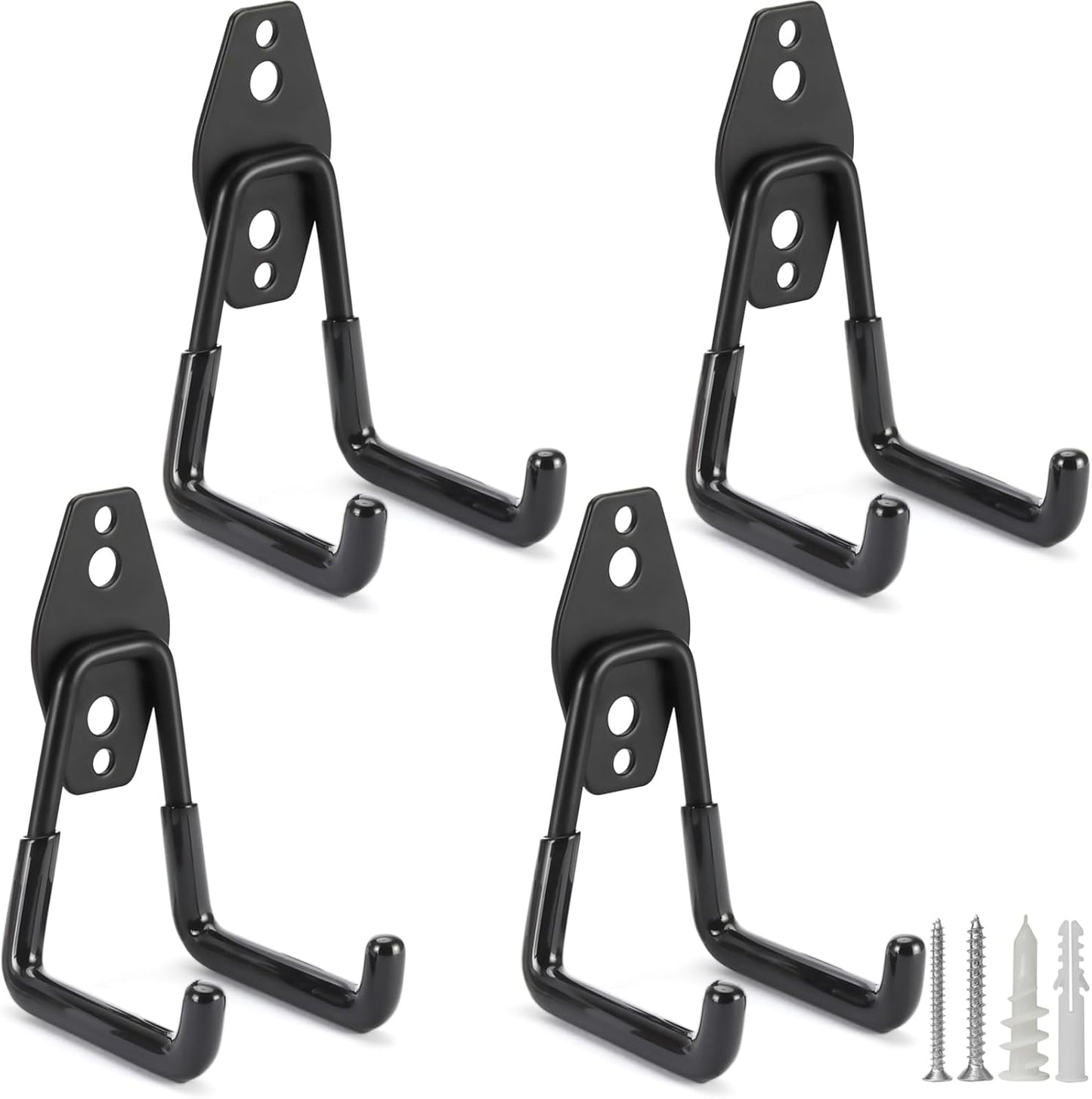 4 Pack Heavy Duty Garage Hooks Storage Organizer Wall Mount Power and Garden Tool Hangers, for Hanging Ladders, Ropes, Hose, Bulk Items