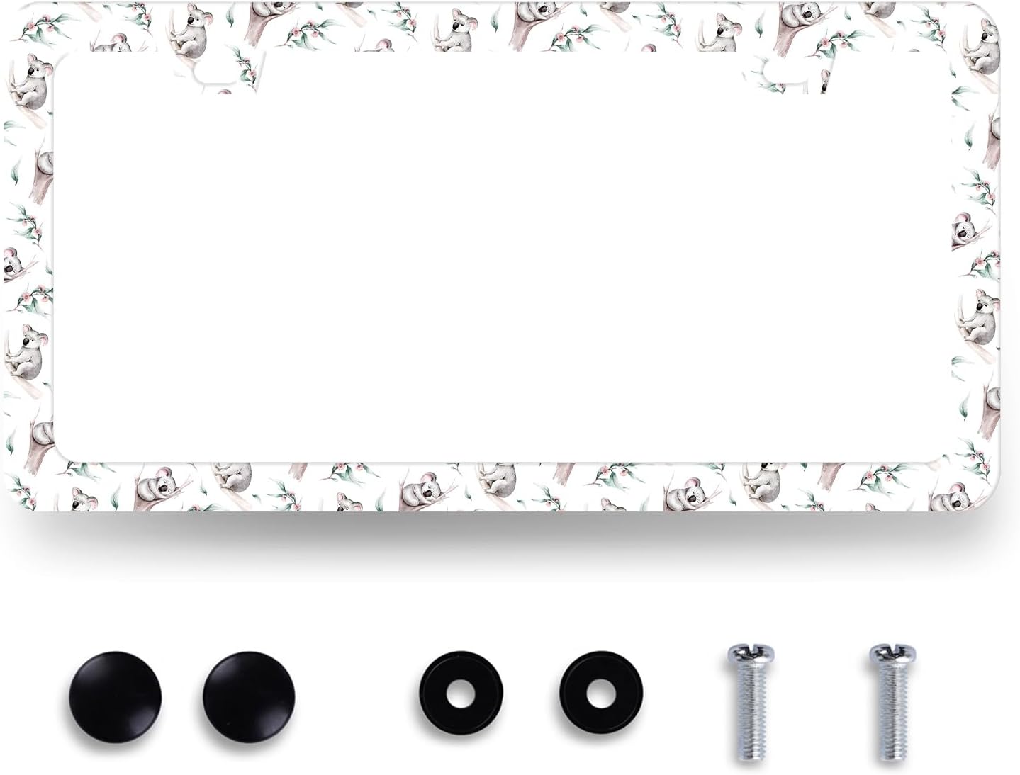 Watercolor Koala License Plate Frame Colorful Animal License Plate Holder Funny License Plate for Car Decoration Stainless Steel Cute Auto Parts with Screws for Men Women 12.3" x 6.3"
