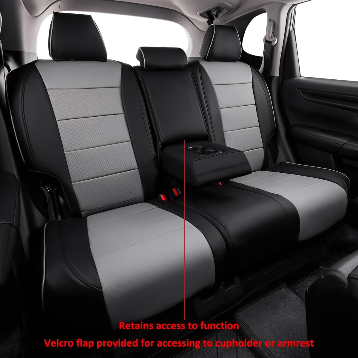 EKR Sportage Seat Covers Custom Fit for KIA Sportage Hybrid EX/SX Prestige & Plug-in Hybrid X-Line/X-Line Prestige 2023-2026 Leather Car Seat Cover Full Set-Faux Leather (Black/Gray)