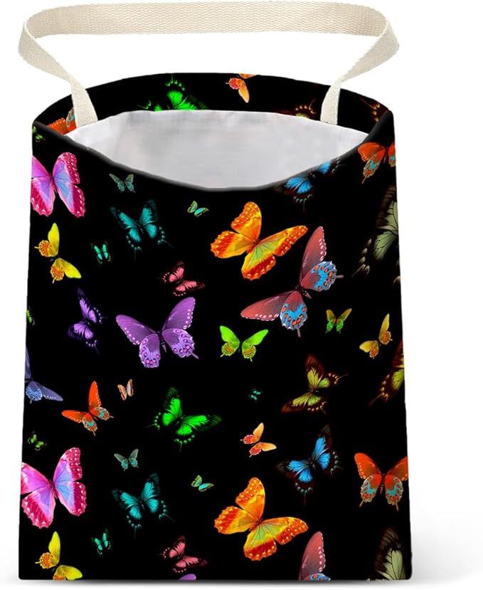 Car Trash Bag Hanging No Snap Small Garbage Bag for Car Back Seat Cute Printed One-handed Strap Trash Bags Car Accessories-Butterfly Car Trash Bags