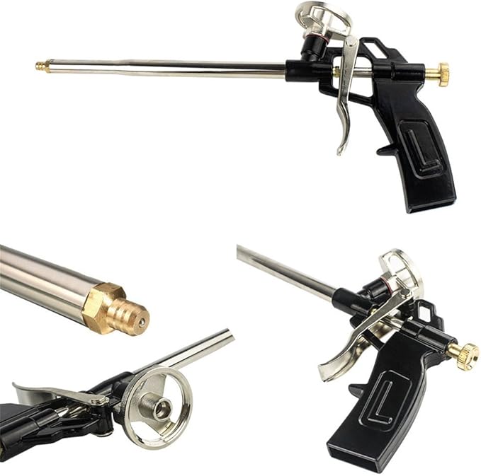 Foam Gun, Picowe Foaming Gun Pu Expanding Caulking Gun Metal Body Pro Heavy Duty PU Spray Foam Gun Grade Expanding Spray Application Applicator