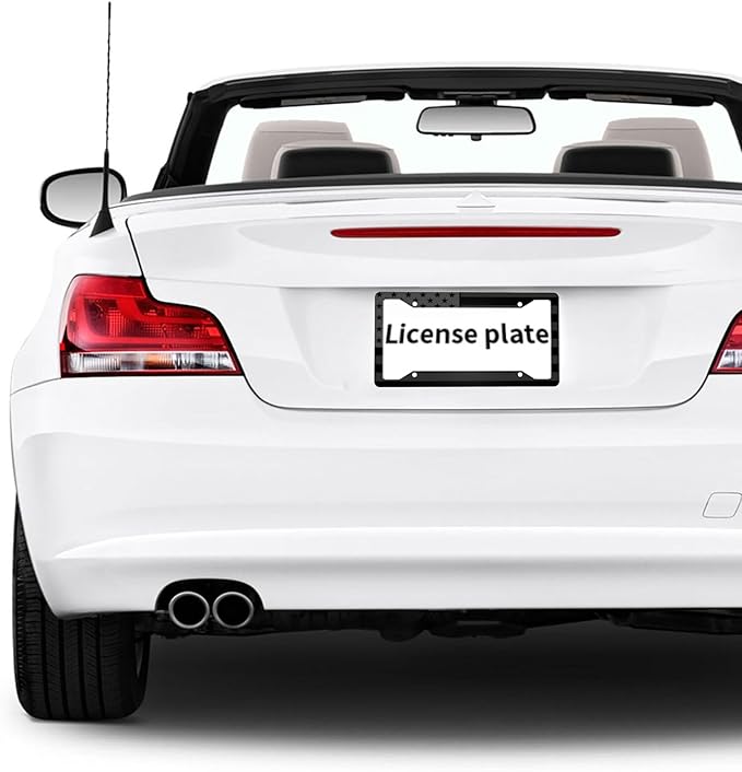 License Plate Frame 2 Pack Front Rear Aluminum Metal Rust-Proof Universal Car Tag Frames Holder with 4 Holes Car Decor Accessory with Screws for Men Women - Black American Flag