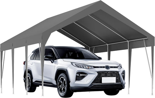 13x20ft Heavy Duty Carport Outdoor Car Canopy UV Resistant Waterproof Party Tent All-Season Portable Garage Gazebo Shelter for Car, Storage Shed (Gray)