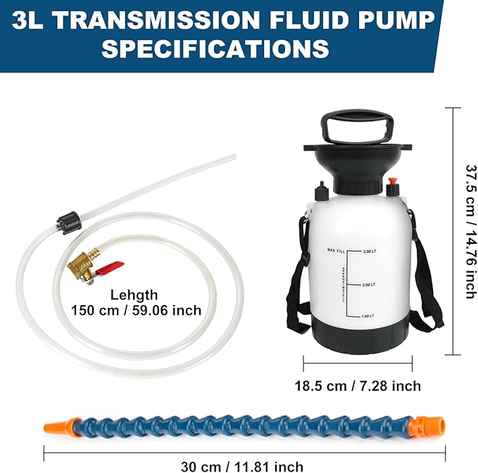 3L Transmission Fluid Pump Kit, Car Transmission Fluid Hand Pump, Transmission Oil Pump, for Automotive Trucks Marine Engines Manual Oil Fill Tool, Teflon Tape & Gloves