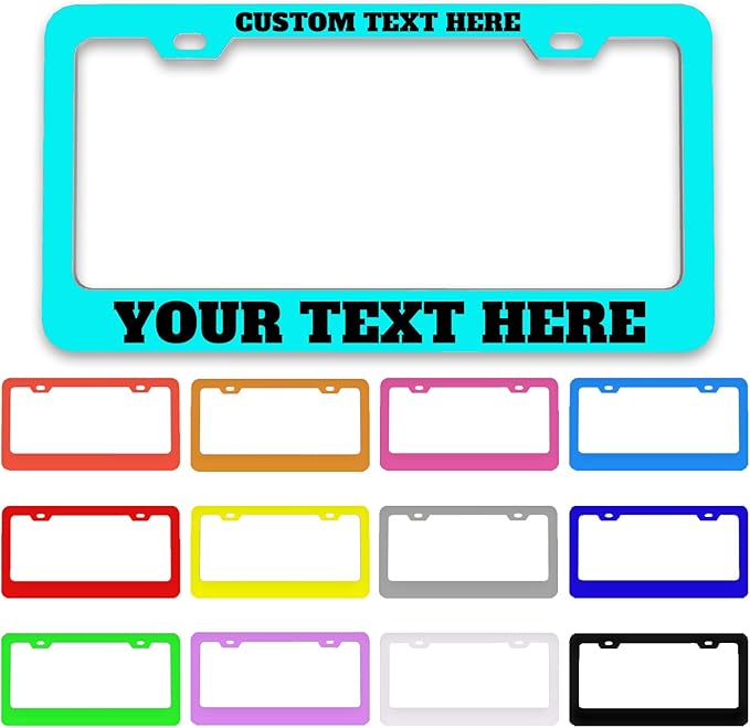 Custom License Plate Frame Personalized - Premium Metal Car Tag with Your Text, 12x6 Inch Customized Auto Plates, Rust-Proof License Plate Frames for Cars/Trucks/SUVs (Placas para Carro)