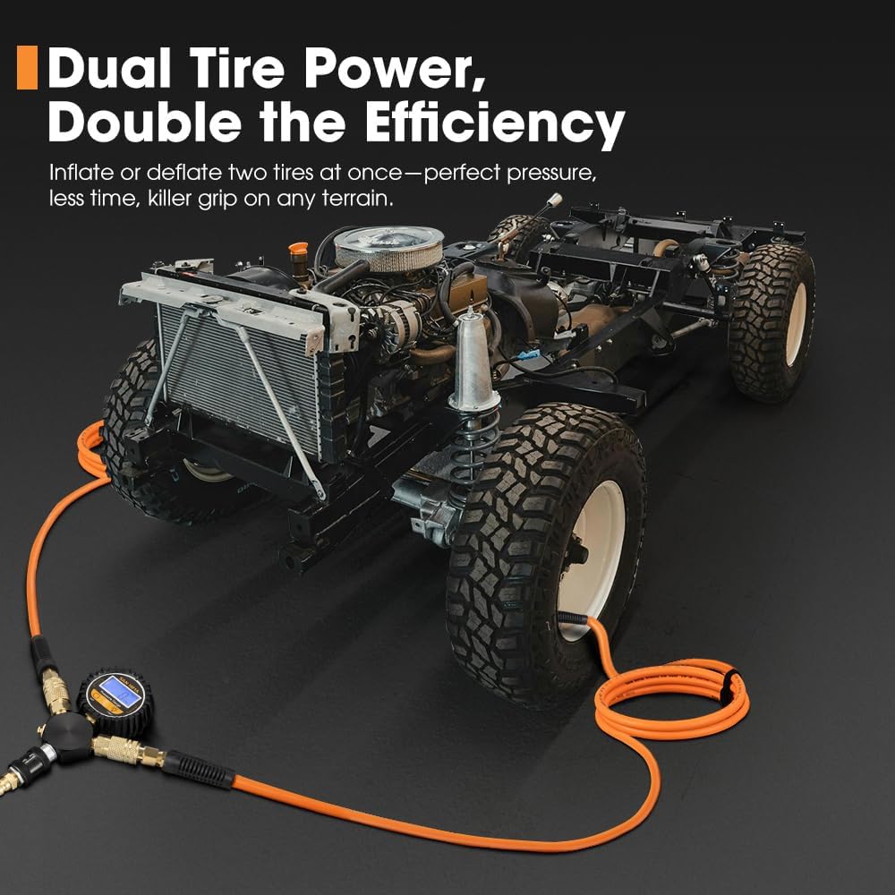 SanHima 2 Tire Inflation Deflation System - Fits up to 200" Wheelbase, Fast High Flow 2-Way Air Down Tire Inflator Deflator for Truck Car Trailer Motocycle