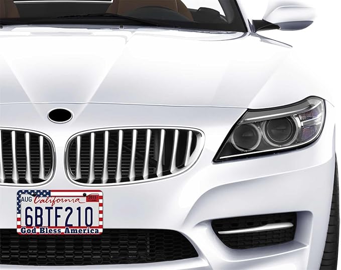 1PCS God Bless America & American Flag License Plate Frame Holder - USA Stars and Stripes Auto Universal Aluminum Matte Car Tag Holder Covers with Sticker & Screws for Men