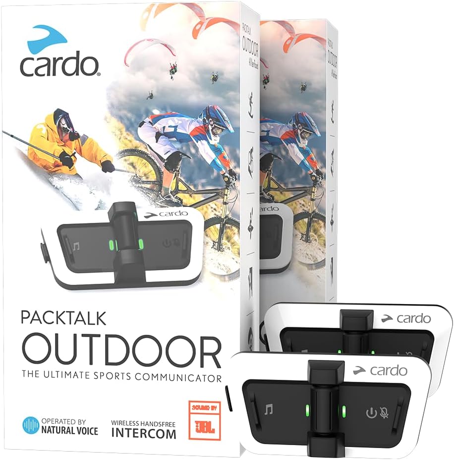 Cardo Packtalk Outdoor Helmet Communication System for Skiing, Snowboarding, Mountain Biking, Cycling and Other Outdoor Activities