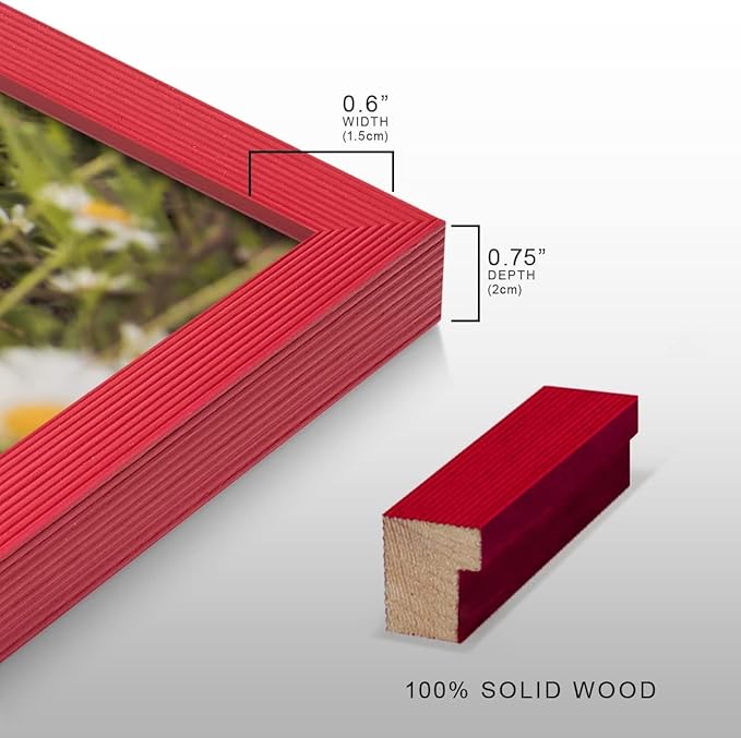 Renditions Gallery 8X10 Custom Photo Prints with Real Wood Picture Frames. Create Personalized Photos with Peel & Stick Photo Frames. Single, Red Frame