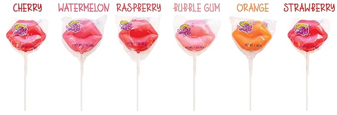 Valentine Yummy Lix Gourmet Yummy Lips Lollipops, (Pack of 24)