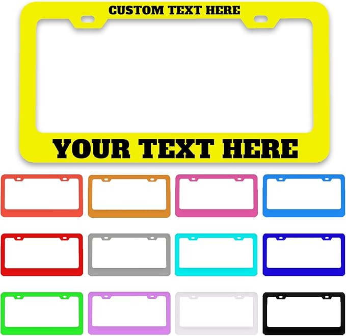 Custom License Plate Frame Personalized - Premium Metal Car Tag with Your Text, 12x6 Inch Customized Auto Plates, Rust-Proof License Plate Frames for Cars/Trucks/SUVs (Placas para Carro)