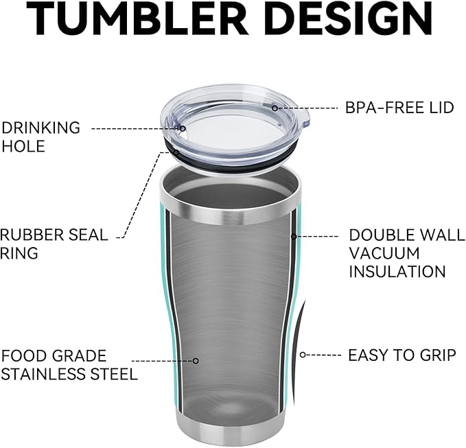 DOMICARE 20oz Tumbler with Lid Stainless Steel Tumblers Bulk, Double Wall Vacuum Insulated Coffee Travel Mug Powder Coated Tumbler, 1 Count (Pack of 1) Light Blue