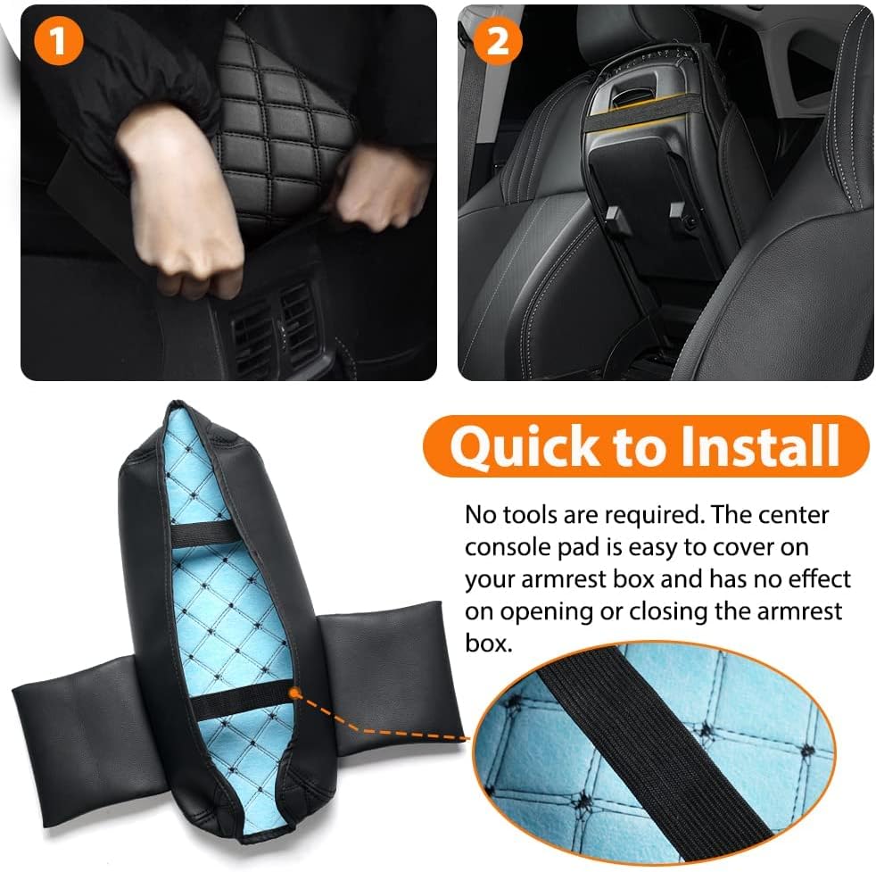 Autorder Center Console Cover for 2011-2019 2020 2021 Jeep Grand Cherokee Accessories Armrest Cover Anti-Scratch Middle Console Pad Leather Armrest Protector