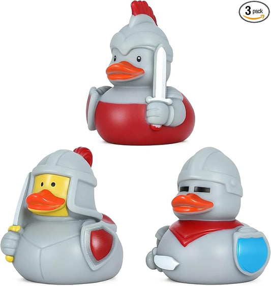 3 Pcs Military Rubber Ducks, 3 Styles Medieval Knight Warrior Bath Toys for Theme Parties, Carnival Decor, Funny Gifts