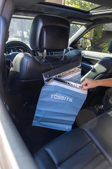 Tossits Recycled Disposable Car Trash Bags ??Leakproof, Smell Proof Hanging Garbage Bags for Car, Truck, SUV, RV & Vehicle ??Blue, 7 Count Disposable Automotive Trash Bags
