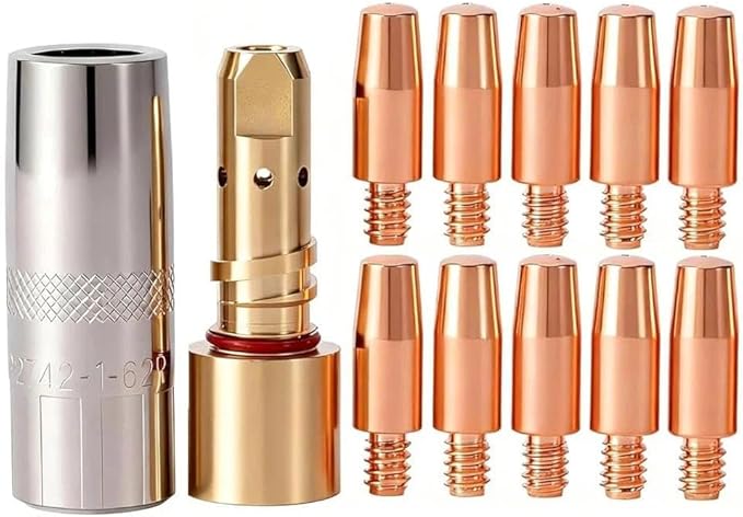 12-PK MIG Welding Gun Kit with .030" Tips - Nozzles - Diffusers Compatible with Lincoln Magnum PRO 250L/300L (KP2744-030, KP2742-1- 62R, KP2746-1) (.030" Kit)