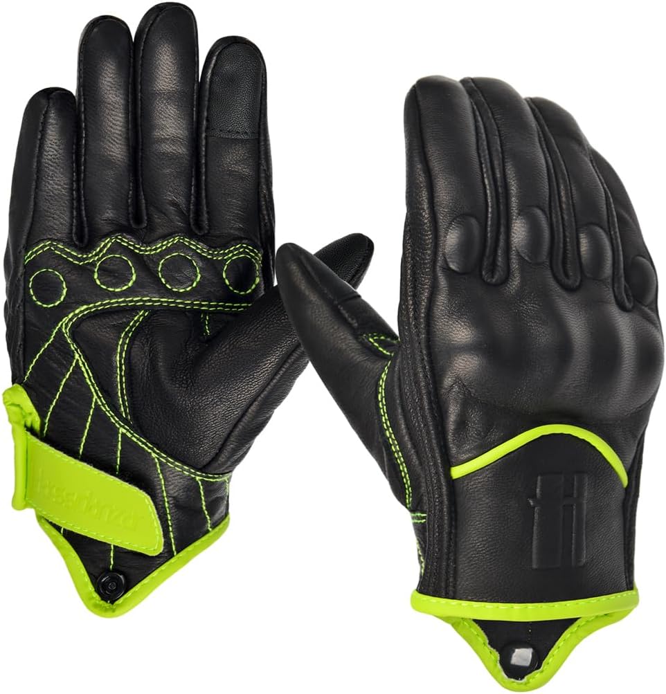 Harssidanzar Women's Motorcycle Gloves,Leather Motorcycle Gloves, Motorbike Gloves, Road Racing, Cycling, Climbing, Powersports Gloves Touchscreen GL016