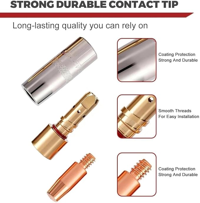 12-PK MIG Welding Gun Kit with .045" Tips - Nozzles - Diffusers Compatible with Lincoln Magnum PRO 250L/300L (KP2744-045, KP2742-1- 62R, KP2746-1)