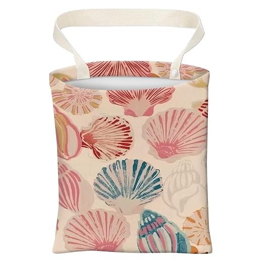 Car Trash Can, Cute Car Trash Bag, Hanging Car Organizer and Storage Bag, Trash Bin for Car Accessories, Vehicle, Travelling, Camping Cute Colorful Conch